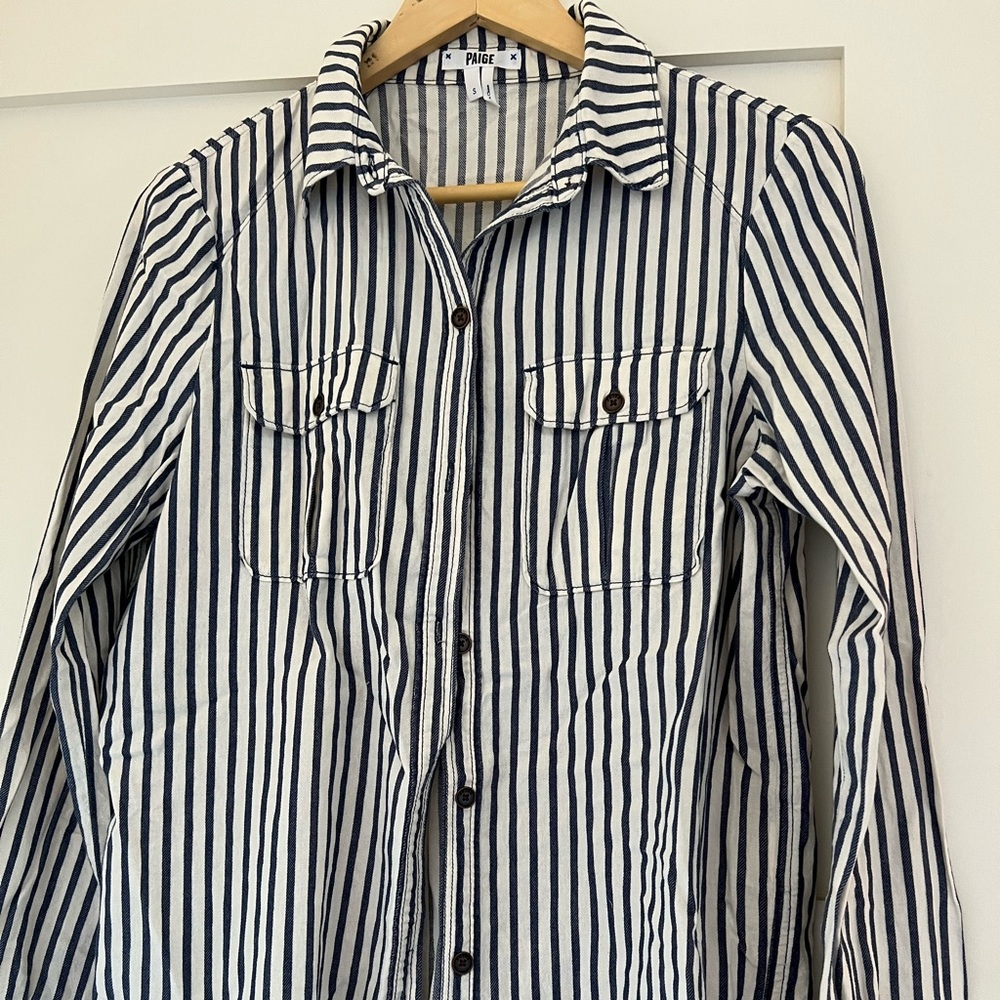 Paige Button down striped shirt